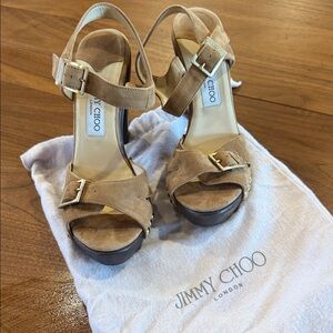 Jimmy Choo Brown Suede Heeled Sandals